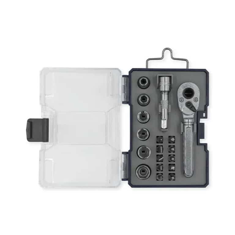 JUEGO LLAVE CRIQUE 1/4  CON BOCALLAVES Y PUNTAS (18 PZS) BREMEN®